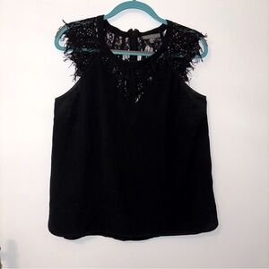 Brixon Ivy Black Lace Accent Tanktop Blouse - M